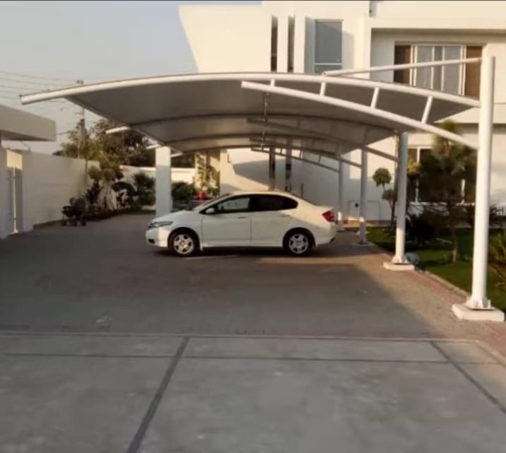 Tensile car parking shade structure