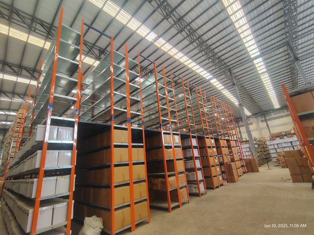 Industrial racking and mezzanine structure fabricated by AEIW